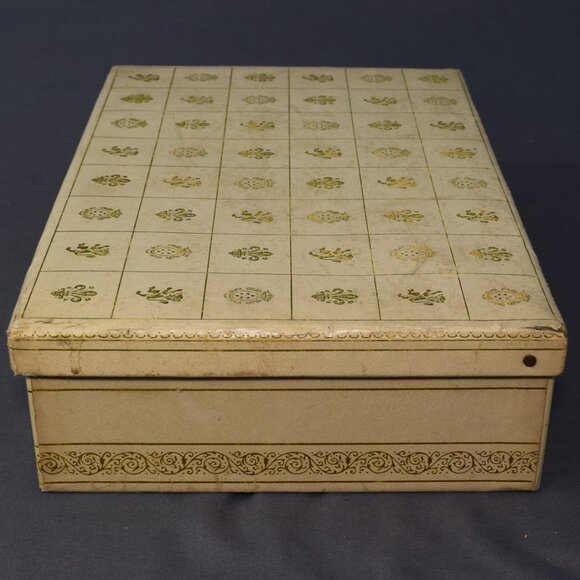 Vintage Jewelry Box Storage Organizer 2-Tier Off White Leather Red Satin Damaged - Picture 9 of 16